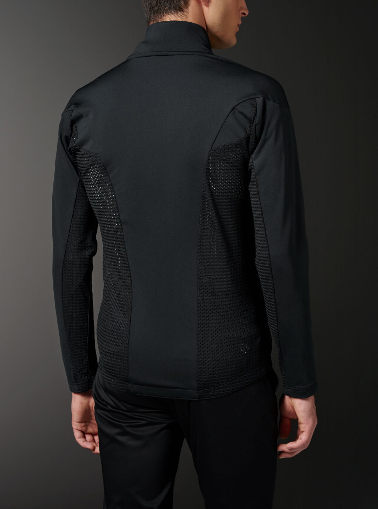 【入手困難】デサントゴルフ ロゴプリントジャージー ジャケット M 黒 リサイクルポリエステルロゴプリントジャージージャケット | デサント