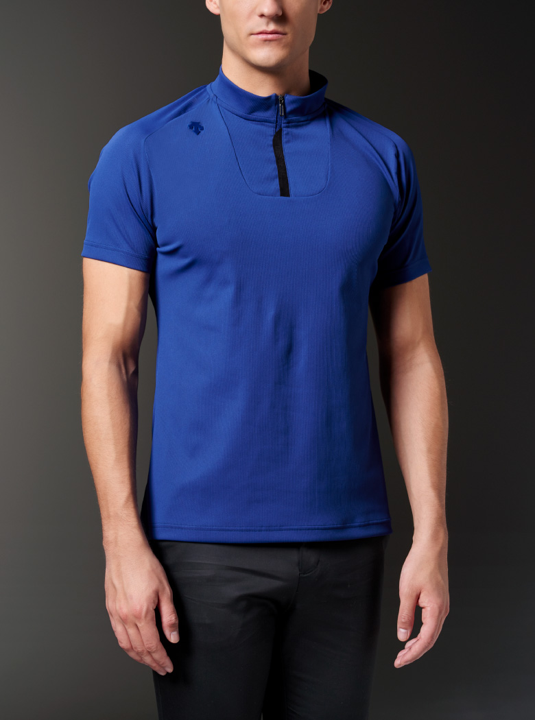 パンチングメッシュ ジップスタンド ショートスリーブシャツ