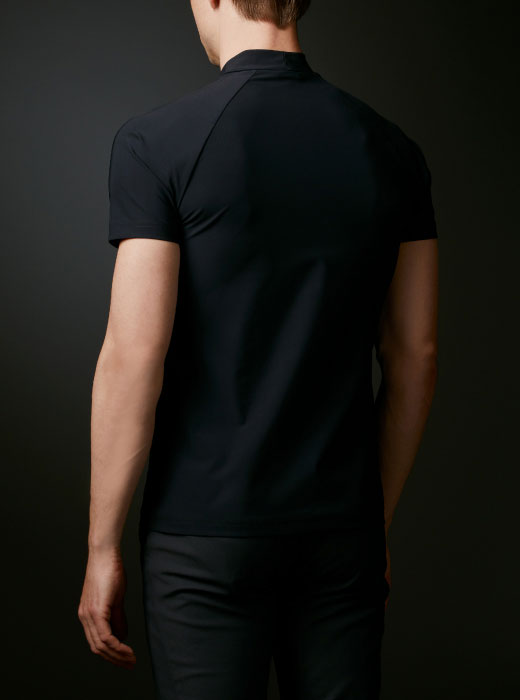 ナイロンベアロゴジャカードモックネックシャツ【UV】