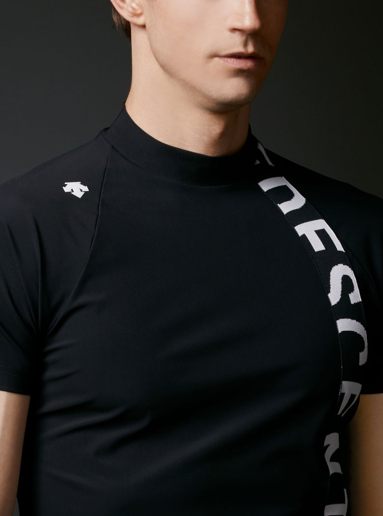 ナイロンベアロゴジャカードモックネックシャツ【UV】 | デサント 