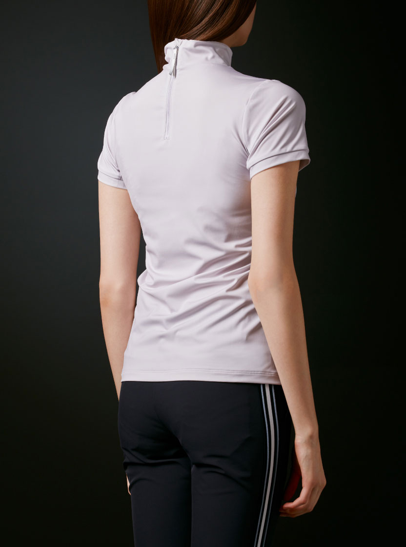 【LUXE】フレックスムーブスムースクリスタルロゴモックネックシャツ【ECO】【UV】