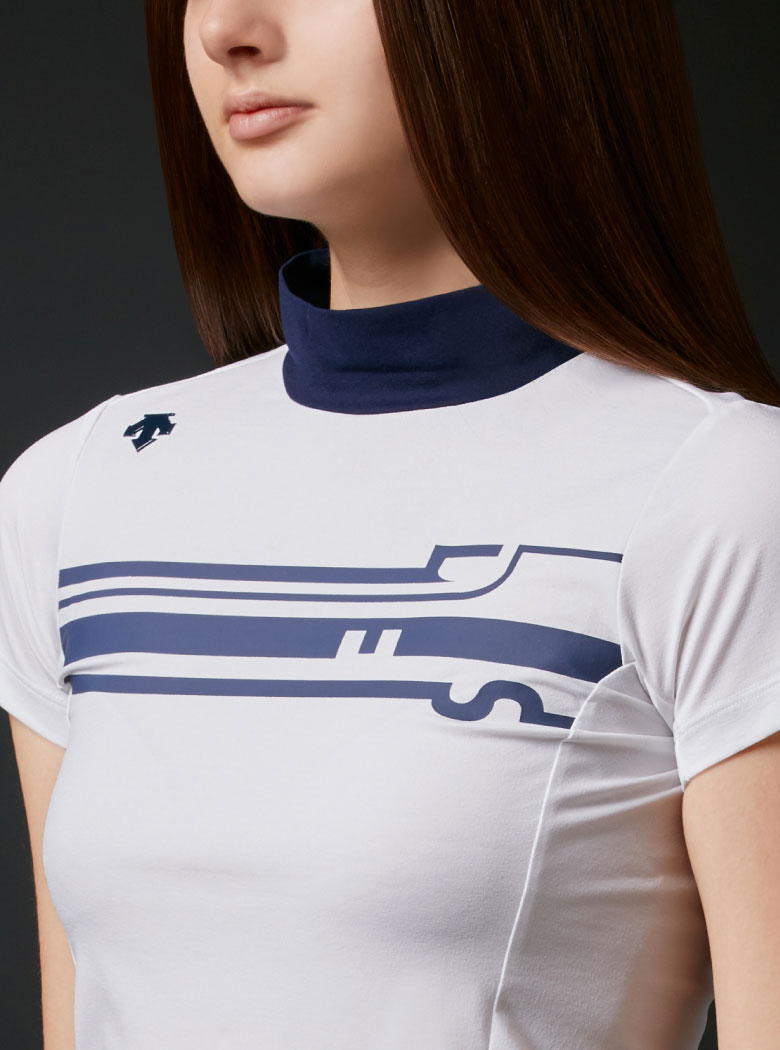 ドライストレッチMARINEプリントモックネックシャツ【UV】 | デサント 