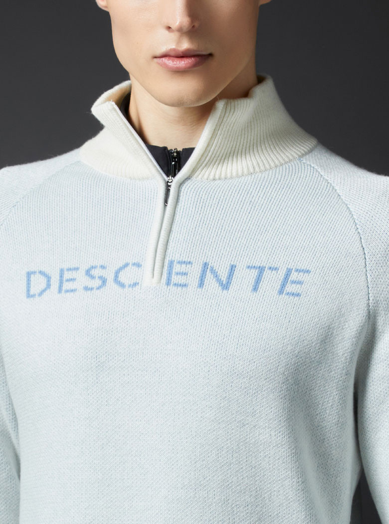 L⭐️デサント　ゴルフ　ウールナイロンジャカードフロントジップセーター　メンズ ウールナイロンジャカードフロントジップセーター【アウトレット