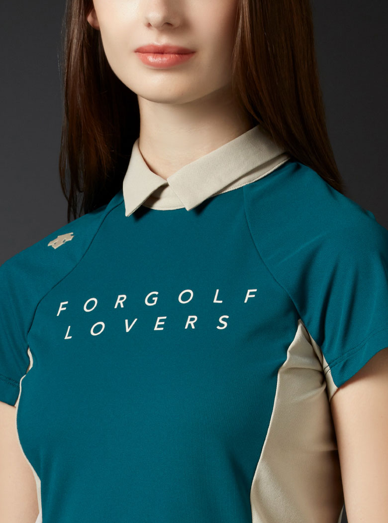 DESCENTE GOLF(デサントゴルフ)裏鹿の子プリントシャツ万美デザイン DESCENTE GOLF(デサントゴルフ)裏鹿の子プリントシャツ万美