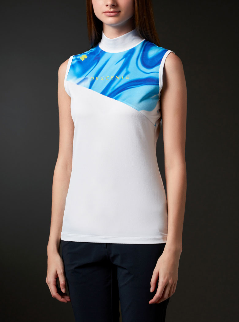 リサイクルフィールドセンサープラスモックネックスリーブレスシャツ