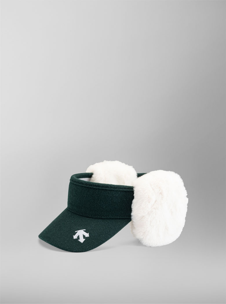 ウールナイロンフラノ耳あて付きサンバイザー（耳あて取り外し可