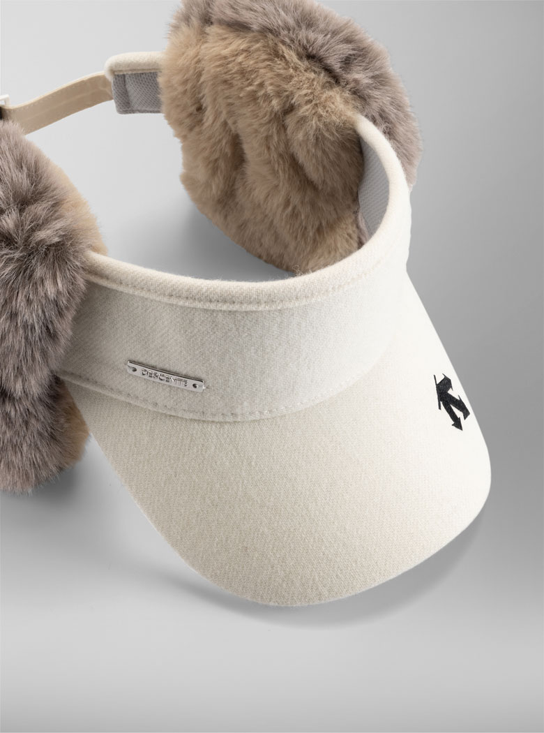 DESCENTE - ☆DESCENTE GOLF 韓国☆20winter 耳当てサンバイザー ウールナイロンフラノ耳あて付きサンバイザー（耳あて取り外し可
