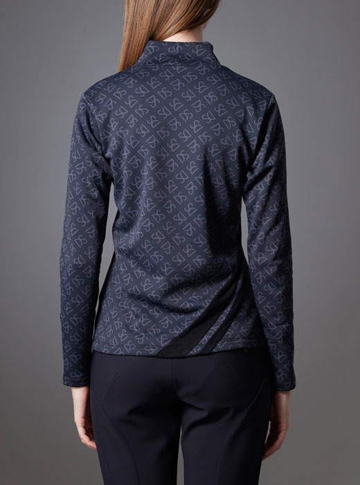 モックネック裏起毛プリント長袖シャツ