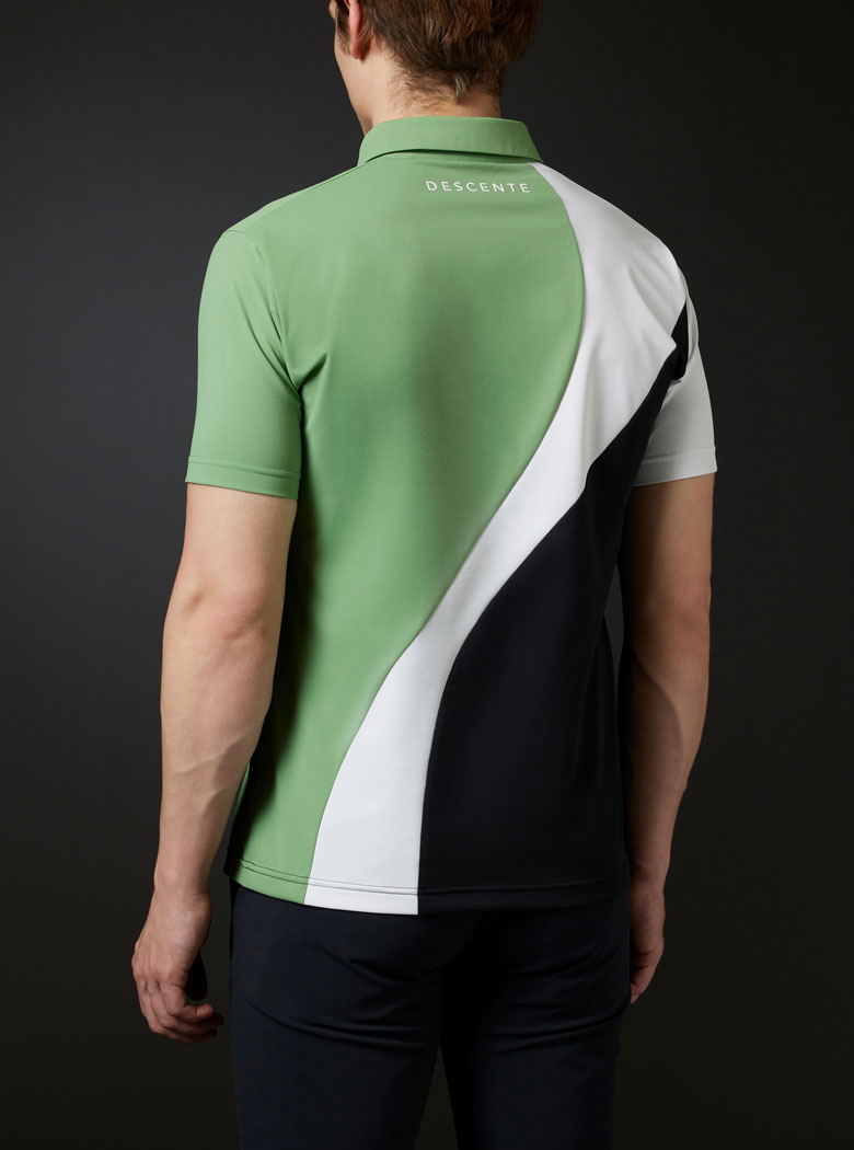 デサントゴルフ　ソロテックス鹿の子ライジング切り替えシャツ　UVケア DESCENTE - デサントゴルフ ソロテックス鹿の子ライジング