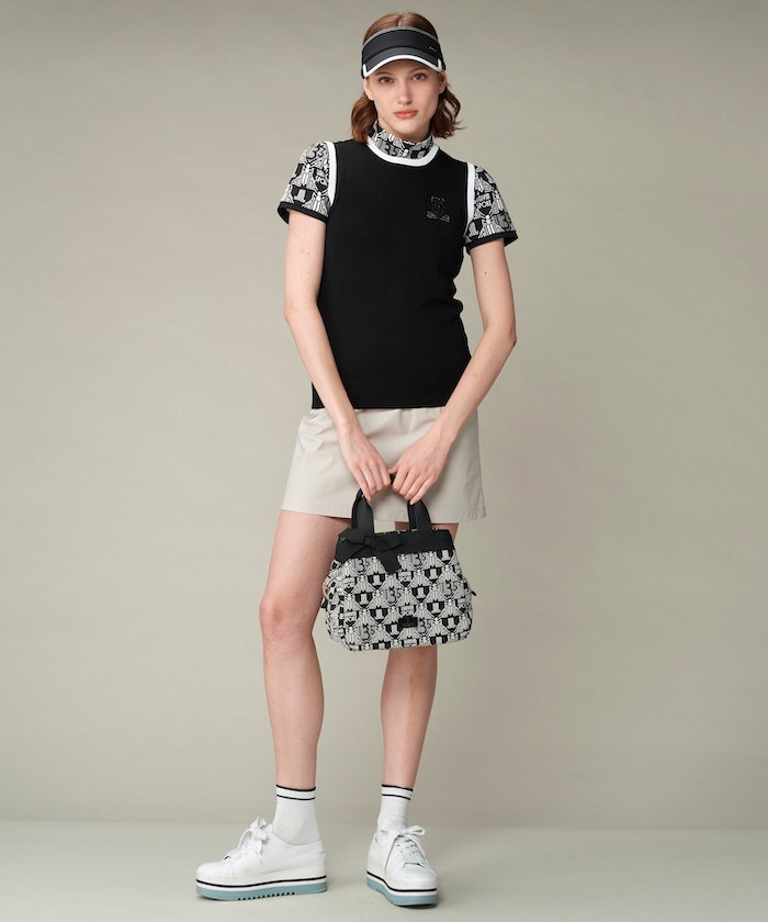 LANVIN SPORT カラーブロックデザインニットベスト -デサント LANVIN SPORT カラーブロックデザインニットベスト -デサント