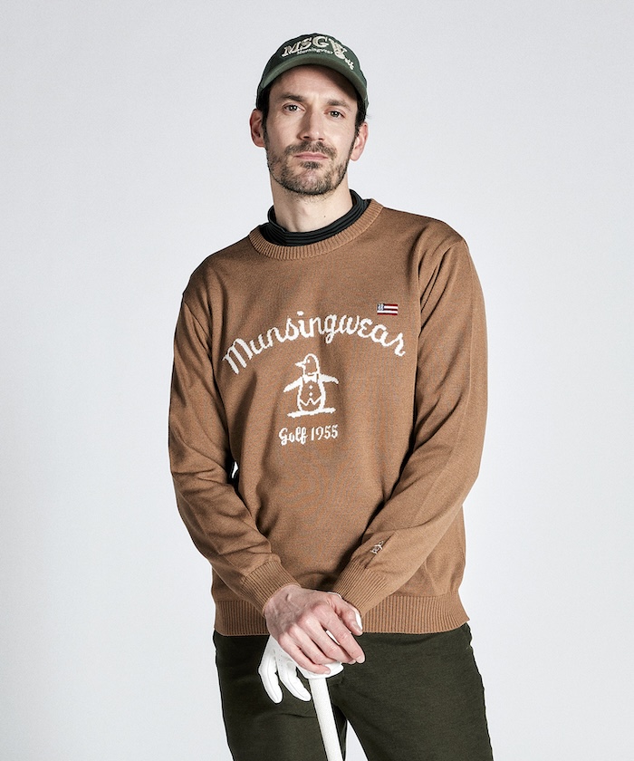 Munsingwear インターシャロゴクルーネックセーター -デサント Munsingwear インターシャロゴクルーネックセーター -デサント