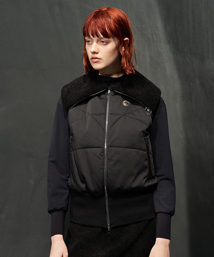 LANVIN SPORT 中わたアウターベスト【HEAT NAVI裏地付き/衿 LANVIN SPORT 中わたアウターベスト【HEAT NAVI裏地付き/衿