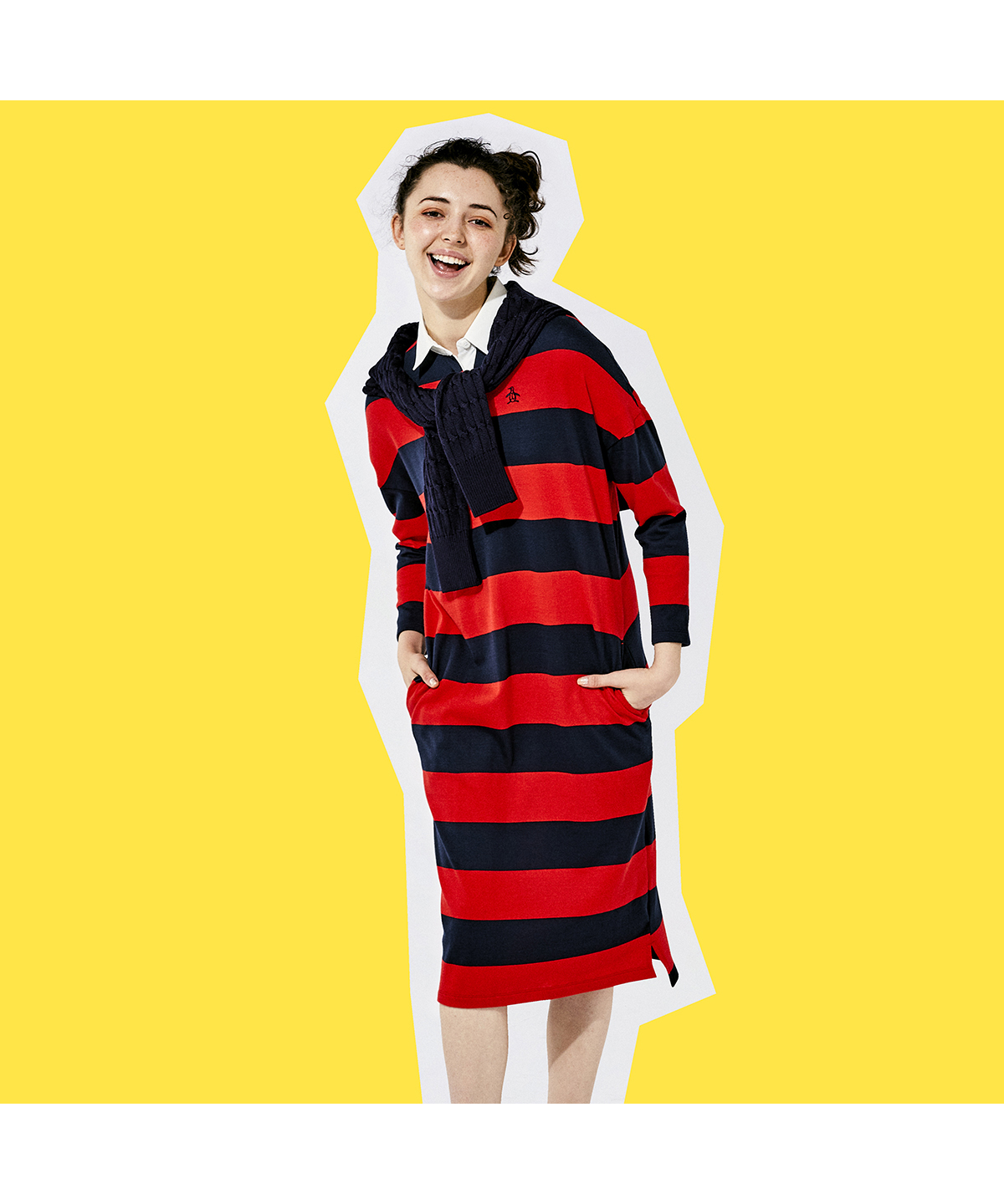 マナード Wニット天竺ボーダードロップショルダーワンピース アウトレット デサント公式通販 デサントストア Descente Store マナード Wニット天竺ボーダードロップショルダーワンピース アウトレット デサント公式通販 デサントストア Descente Store