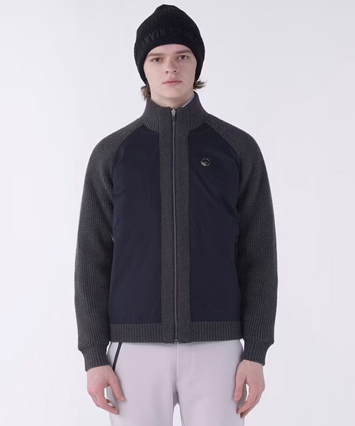 ニットハイブリッド中わたブルゾン【蓄熱保温】