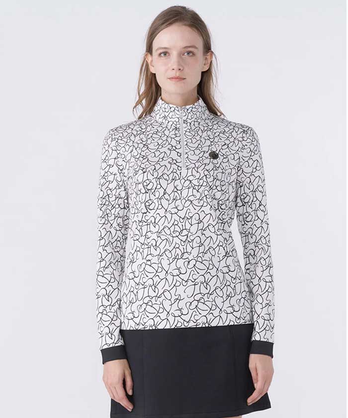 ロゴプリントハーフジップ長袖シャツ【蓄熱保温】