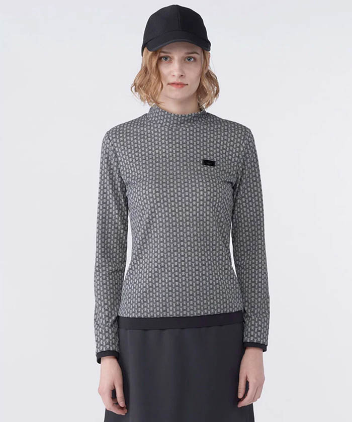 JLモノグラム柄モックネック長袖シャツ【Sunscreen NIR】