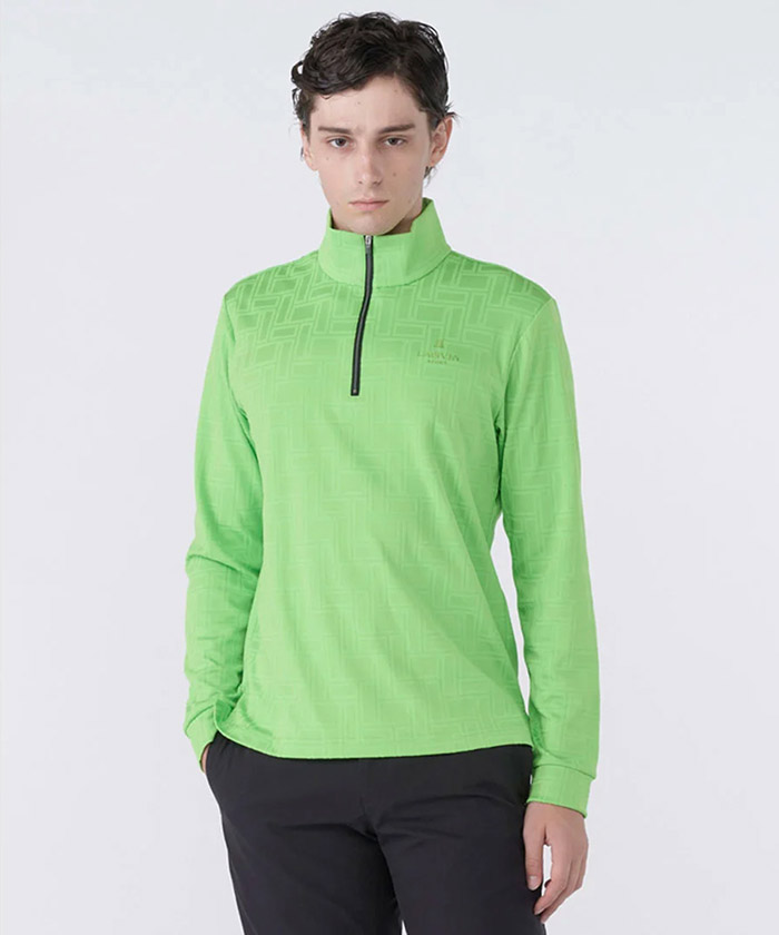 幾何学ジャガードジップアップ長袖シャツ【UV】