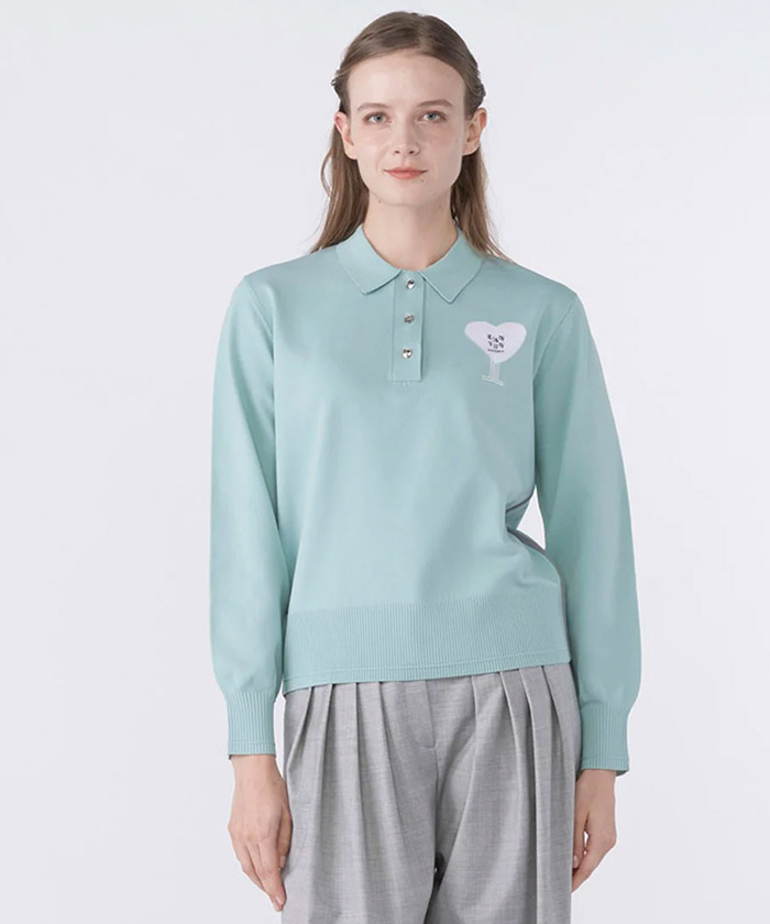 【HEART COLLECTION】ニット長袖シャツ