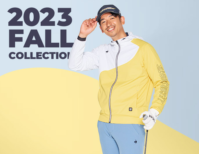2023 FALL STYLE LOOK。“楽しい彩り”をテーマにデザインしたゴルフウェア。おしゃれも動きやすさも追求した機能性が高いアイテムも満載。