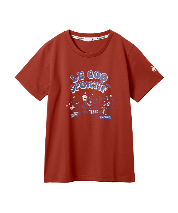 グラフィック半袖Tシャツ(レディース） レッド ルコックスポルティフ Tシャツ