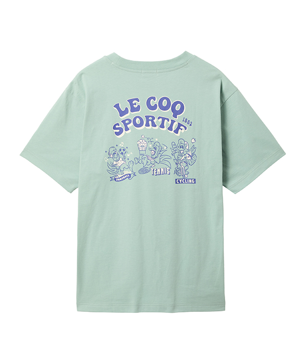 グラフィック半袖Tシャツ（メンズ） ブルー ルコックスポルティフ Tシャツ