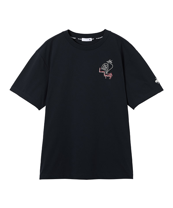 ヘランカ片胸グラフィックプリント半袖Tシャツ ネイビー ルコックスポルティフ Tシャツ
