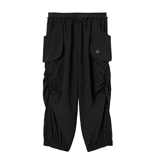 シャーリングクロップドパンツ ブラック ヨガウェア おしゃれ