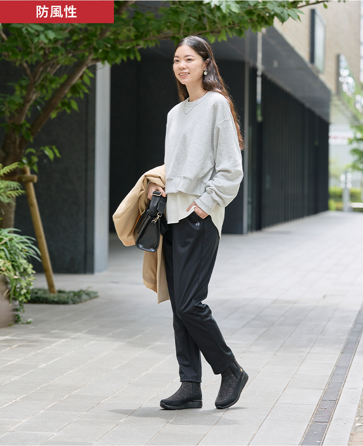 防風性 10分丈 テーパードシルエット レディースパンツ エアスタイリッシュパンツ