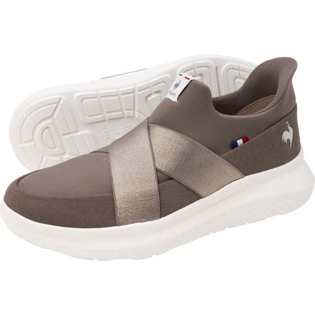 LCS マルヌ ダブルベルトスリッポン SI グレー/ホワイト幅広 スニーカー レディース コーデ 3Eワイド設計シューズ