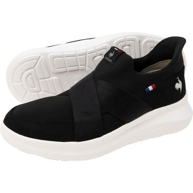 LCS マルヌ ダブルベルトスリッポン SI ブラック/ホワイト 幅広 スニーカー レディース コーデ 3Eワイド設計シューズ