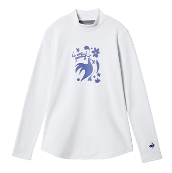 モックネック長袖シャツ ホワイト テニス ウェア レディース 冬