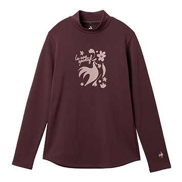 モックネック長袖シャツ ワインレッド テニス ウェア レディース 冬