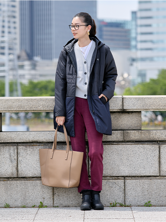 着用イメージ2 中綿コート 大人きれいめ