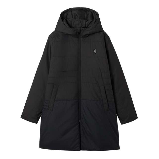 中わたロングコート ブラック 中綿コート 大人きれいめ