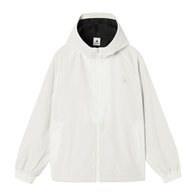裏起毛ウィンドブレーカージャケット ホワイト 中綿コート 大人きれいめ