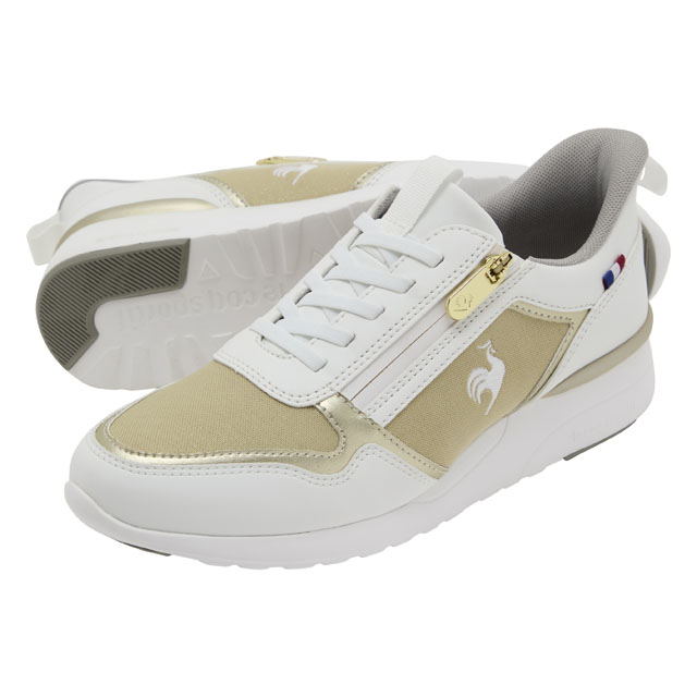LCS シャルテ リフト SI ゴールド/ホワイト ヒールアップスニーカー　レディース、大人女子ににおすすめの上品スニーカー