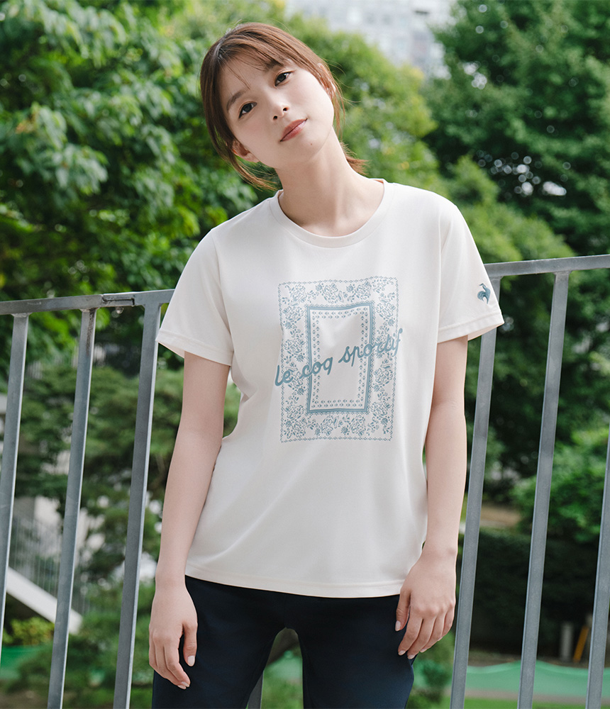 スポーツウェア　レディース　UVカット サンスクリーンスムースニット半袖Tシャツ