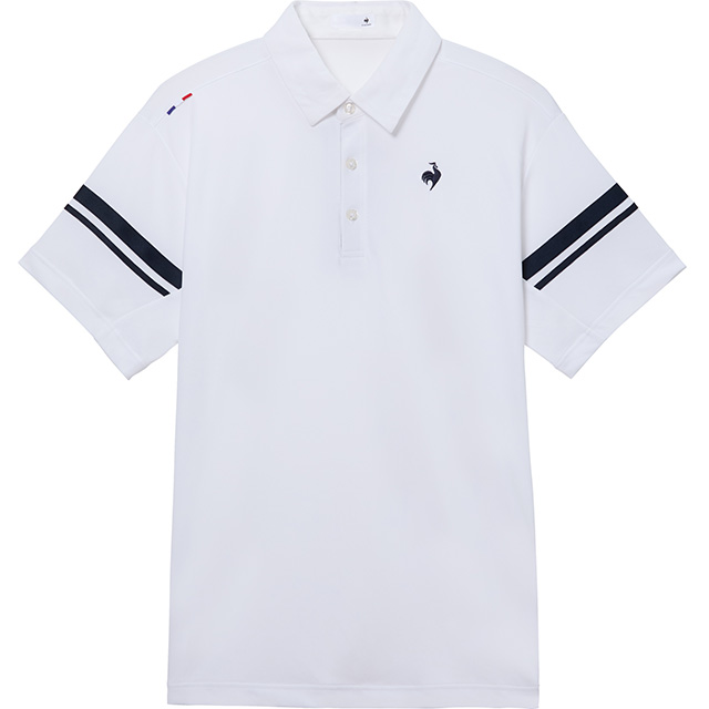 メンズ接触冷感ストレッチポロシャツ。スポーツから移動時まで清潔感を保つ吸汗速乾機能付き。