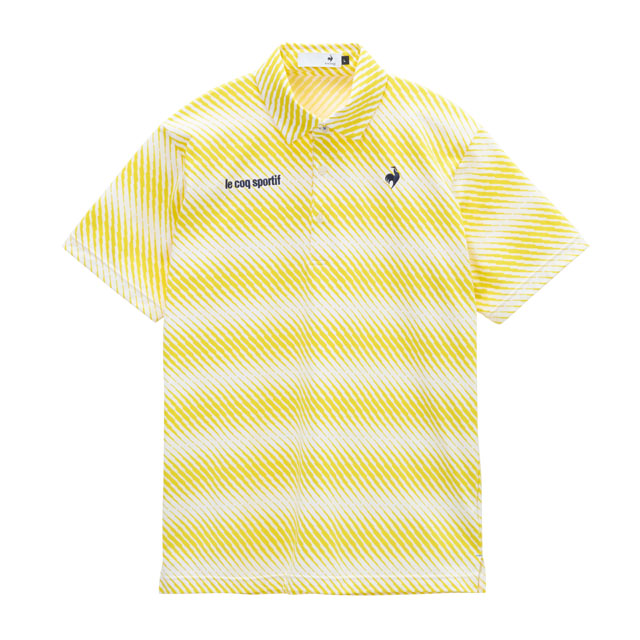 変形ラインボーダー柄半袖シャツ