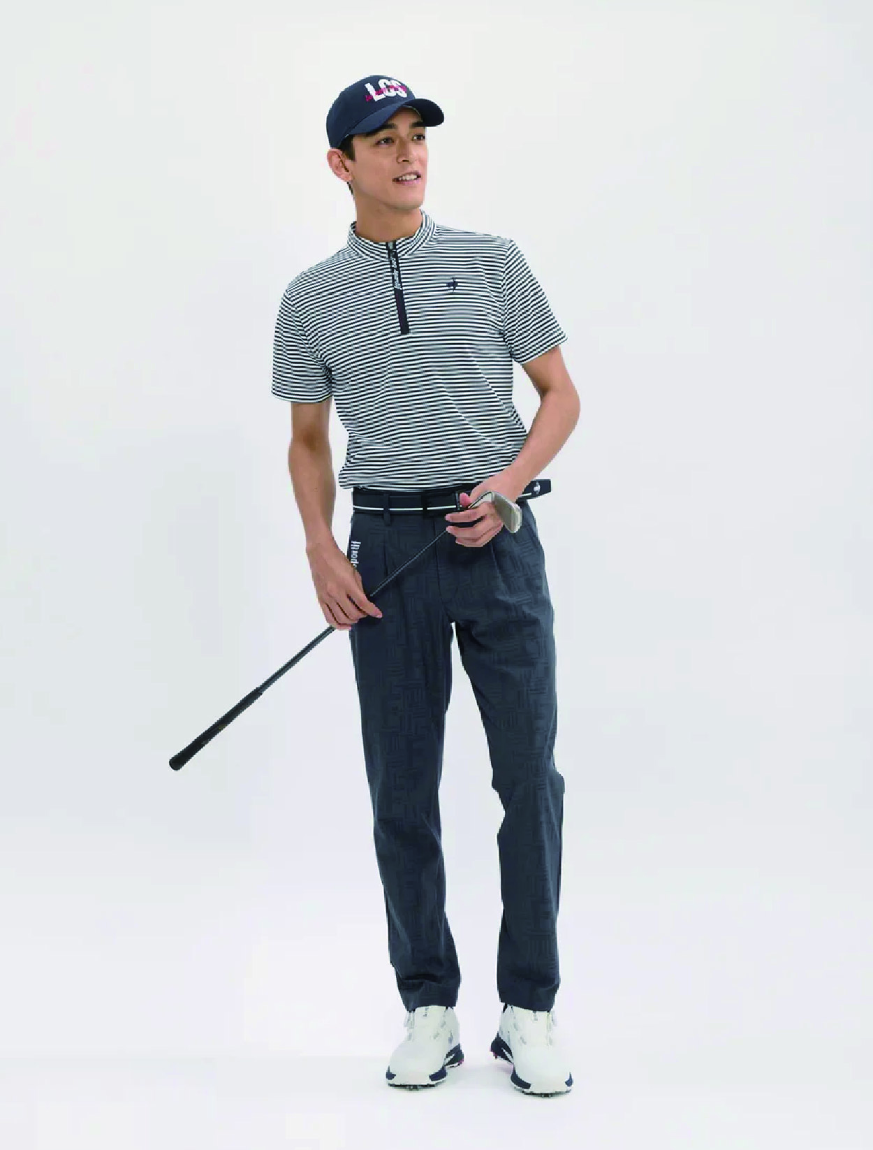 ウエストアジャスター付ジャカードワンタックスラックス ゴルフズボン