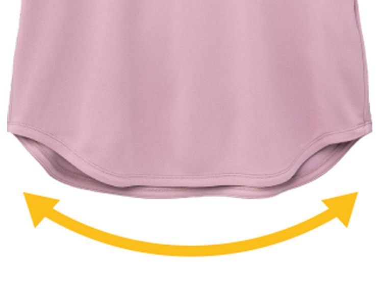 スタイルを美しく見せるラウンドシルエットのアームカバー付き半袖Tシャツ