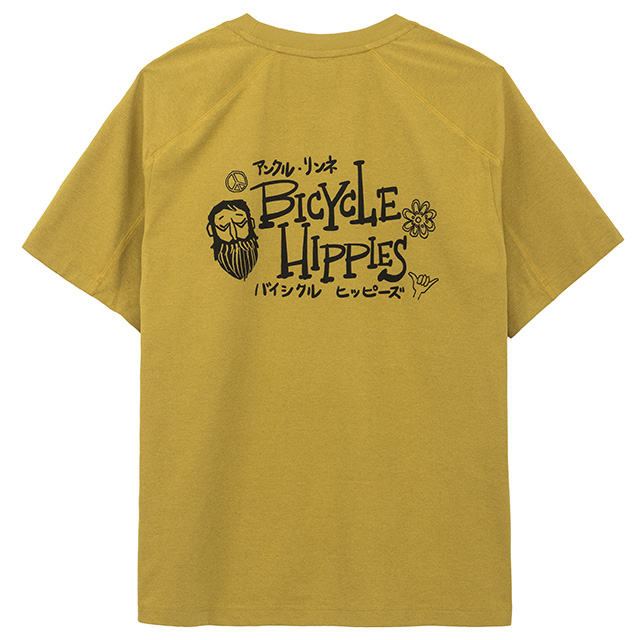 ルコックスポルティフ×アンクルリンネ コラボTシャツゴールデンオリーヴバックプリント