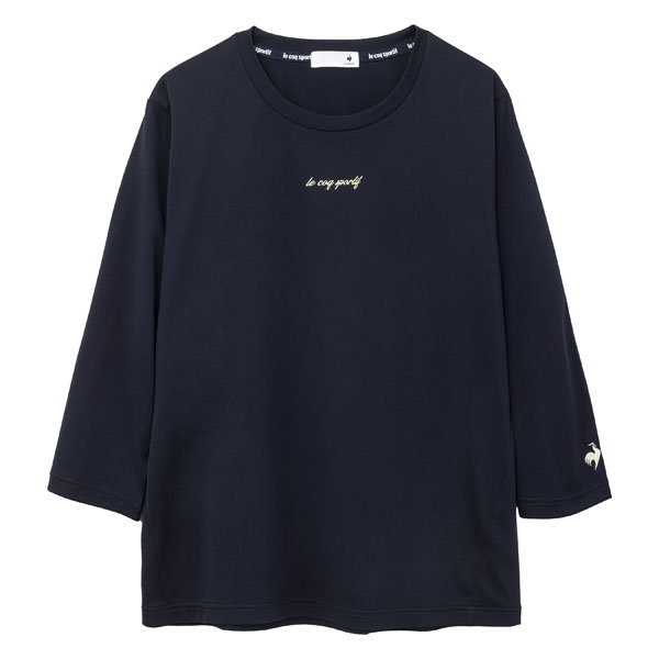 クーリング機能とUVカット機能を備えたルコックスポルティフレディース用サンスクリーン7分丈袖シャツ（ネイビー）
