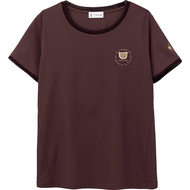 PAUL&JOEコラボソフトリブニット半袖Tシャツブラウン色