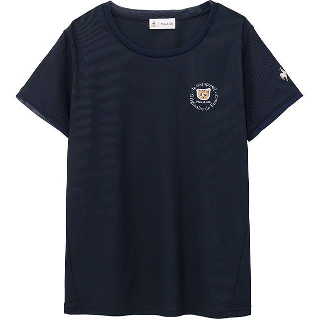 PAUL&JOEコラボソフトリブニット半袖Tシャツネイビー色