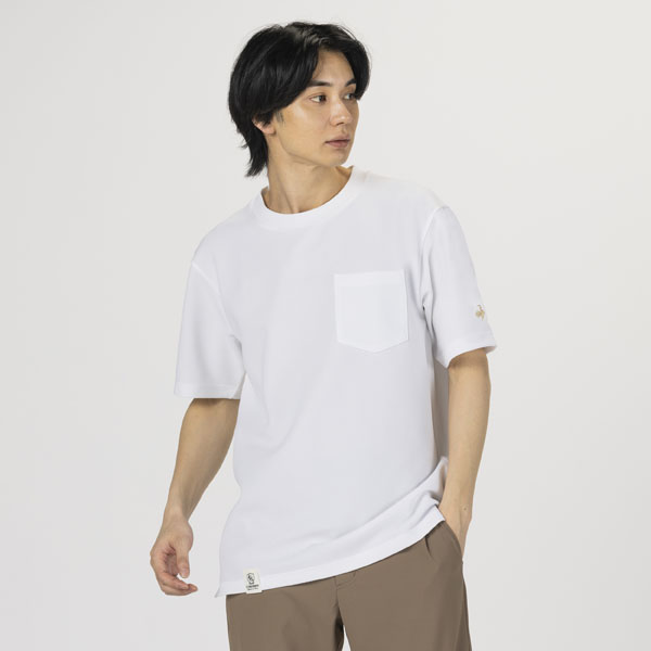 ヘランカカノコ半袖Tシャツのメンズモデル着用画像【ホワイト】
