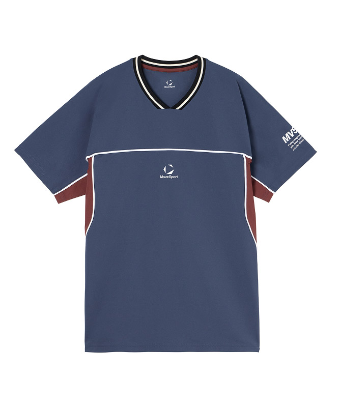 ブルーのバレーボール半袖プラクティスシャツ｜練習と移動の両方着用できる