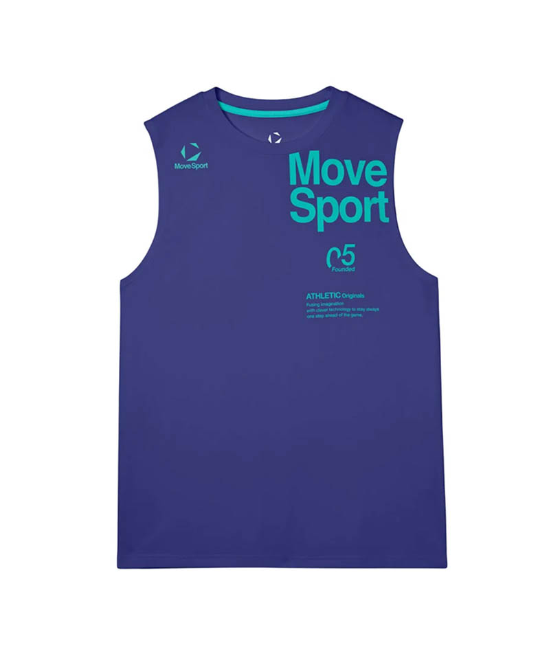 ムーブスポーツのスポーツウェア｜青いノースリーブシャツ