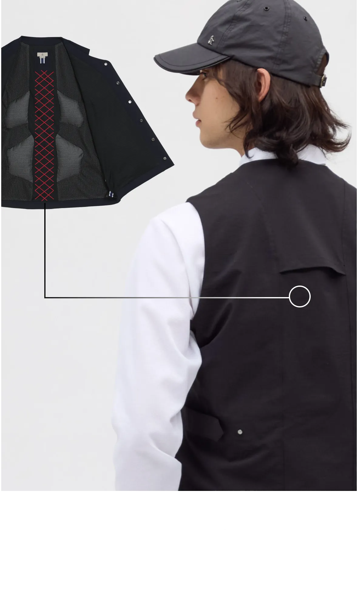 はっ水加工されたゴルフ用メンズベスト