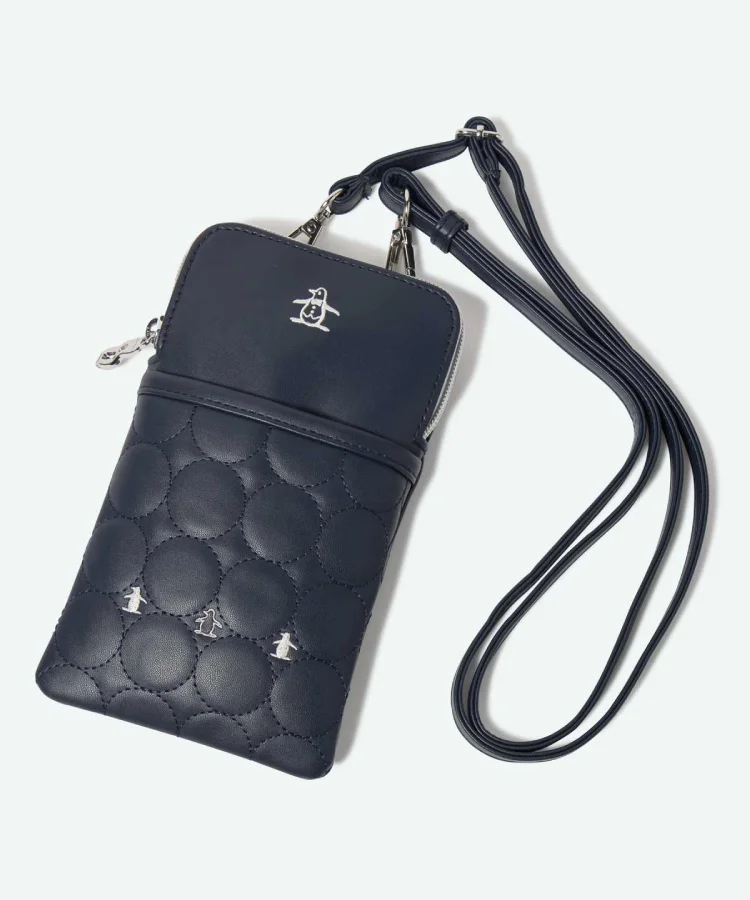 ペンギン刺繍が散りばめられたマルチポーチ